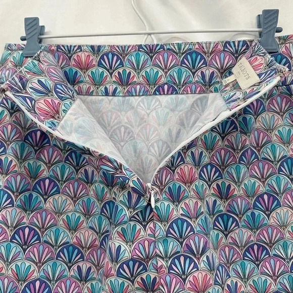 Talbots Women’s Geometric Skirt 4 Pink Blue Pencil Back Zipper Pockets Unlined - Picture 4 of 10